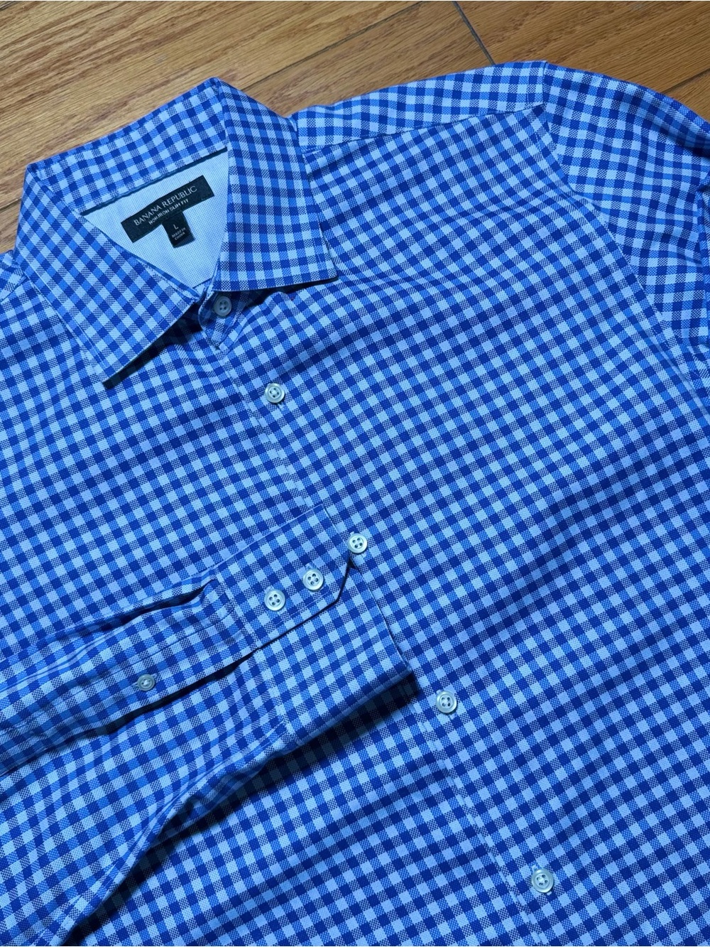 Banana Republic Blue Gingham Dress Shirt - Men's